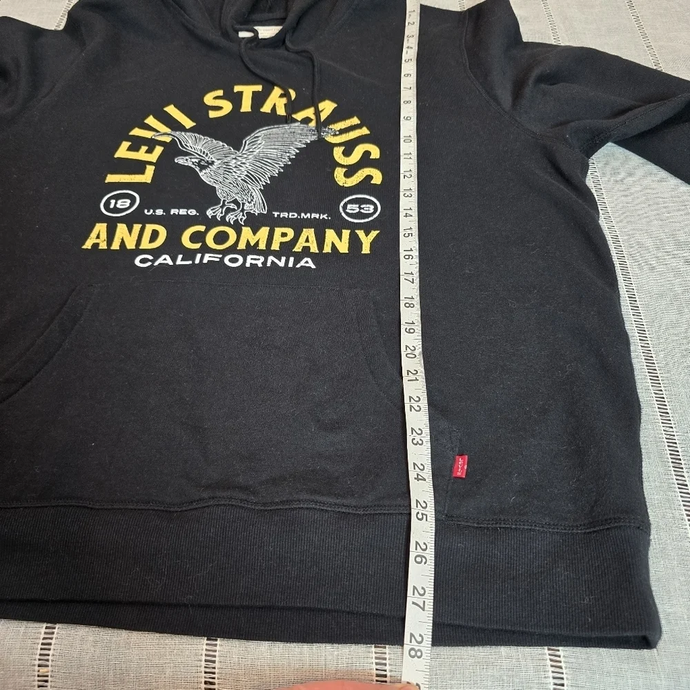 Levi Strauss & Co Sweatshirt Men’s Xl  Hoodie Black Fleece Graphic Print Eagle